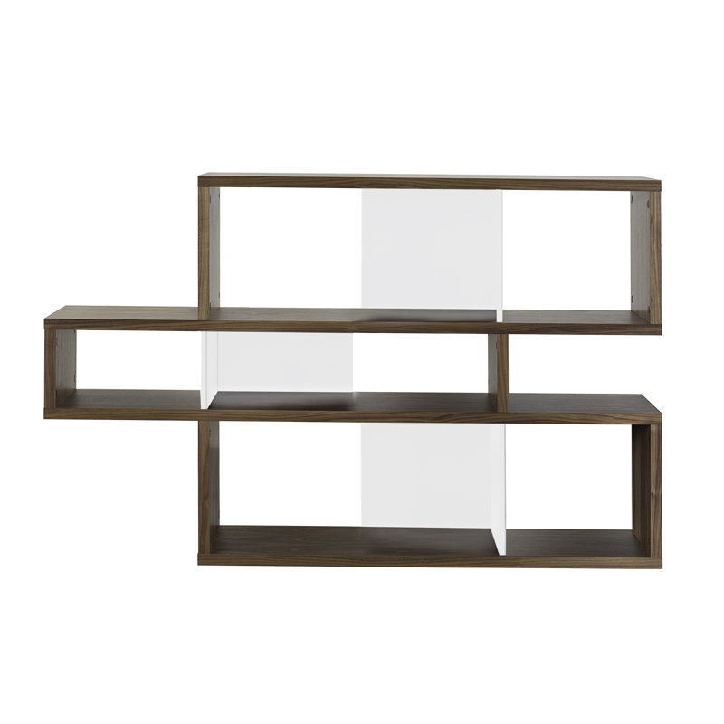 Shella Geometric Bookcase, Walnut / White