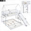 Lit superposé simple en pin massif blanc propre sur lit double, idéal pour les chambres d'enfant partagées, avec glissade amusante et barrière de sécurité