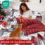Ensemble de couette réversible à carreaux de Noël-135989741