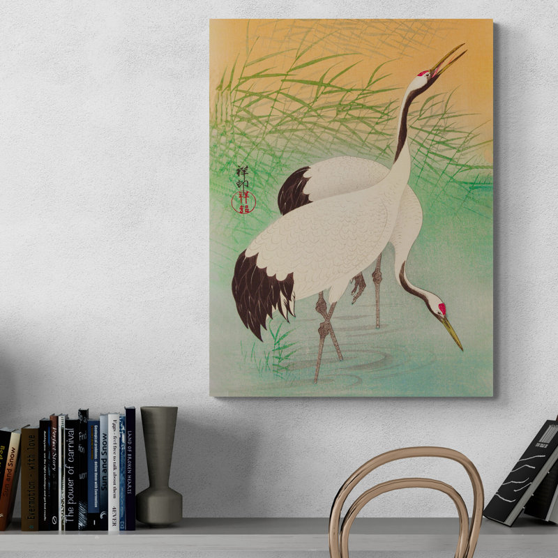 Two Cranes by Ohara Koson - Wrapped Canvas Painting, 117cm H x 81cm W x 4cm D