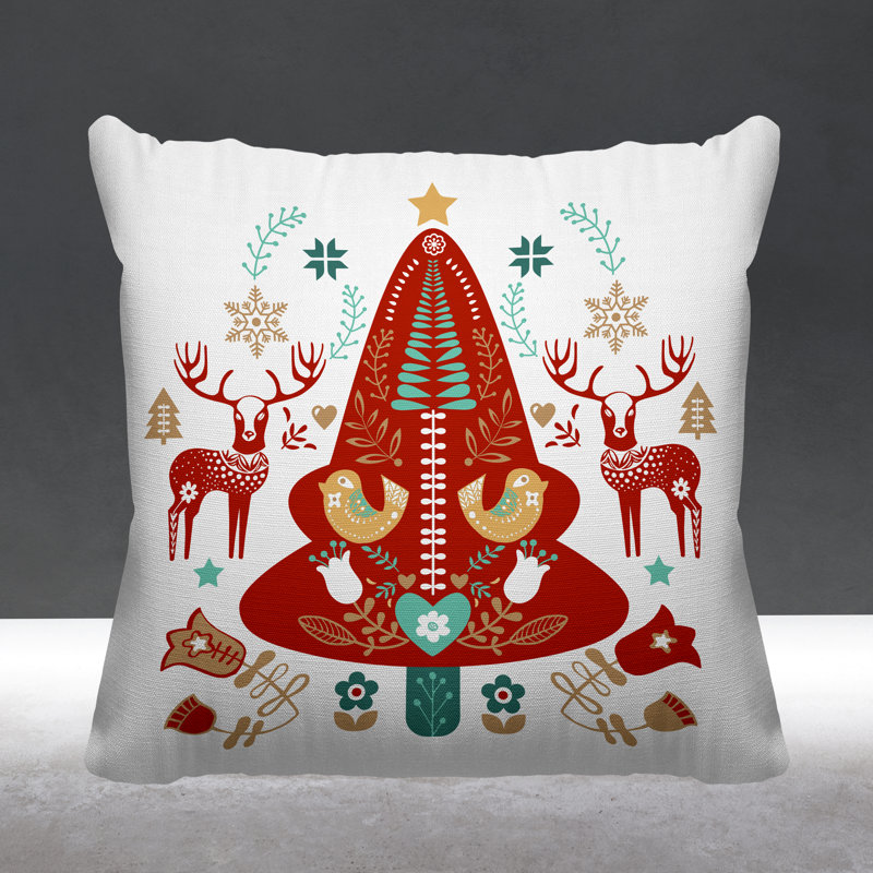 Coussin intérieur / extérieur Scandinavian Christmas Tree, L 15 po x H 15 po, H 15 po x l 15 po