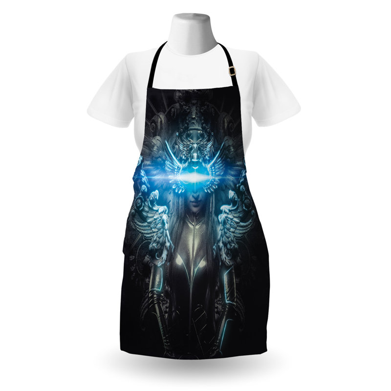 East Urban Home fantaisie tablier unisexe, dessin gothique, taille adulte, gris