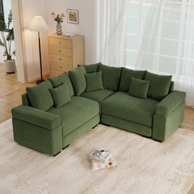79" L-Shaped Corduroy Upholstered Sectional