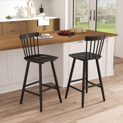 38.5" H Solid Wood Slat Back Counter Stool