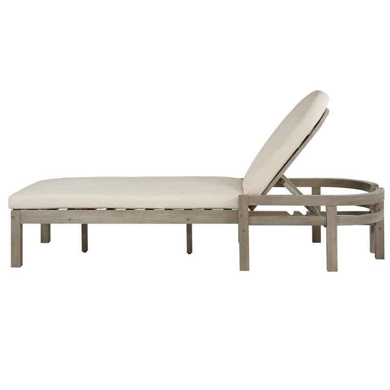 Chaise longue de patio en bois d'acacia de qualité supérieure, inclinable moderne réglable pour la piscine et la cour arrière