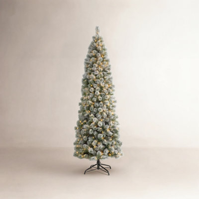 Slender Frosted 9' Pre-Lit Pine Christmas Tree