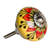 Set of Twelve Yellow And Black Floral Ceramic Drawer Pull Knobs