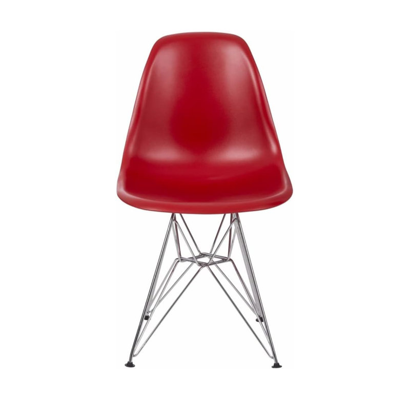 Chaise Eiffel avec base chromée, Rouge, 4