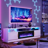 70" Gaming TV Stand for TVs up to 80", Media Console with Electric Fireplace and Large Storage Space