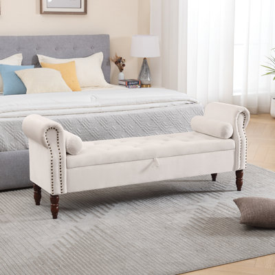 Banc de rangement en velours avec accoudoirs Minaal