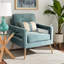 Fauteuil Arbaaz en velours bleu clair et pieds dorés brossés, H 34,5 po x l 29,1 po x P 34,5 po-1159378623