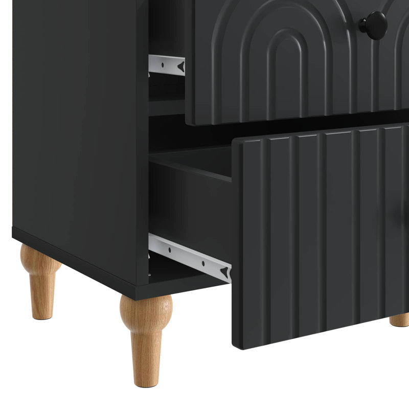 43cm W Manufactured Wood Bedside Table, Black