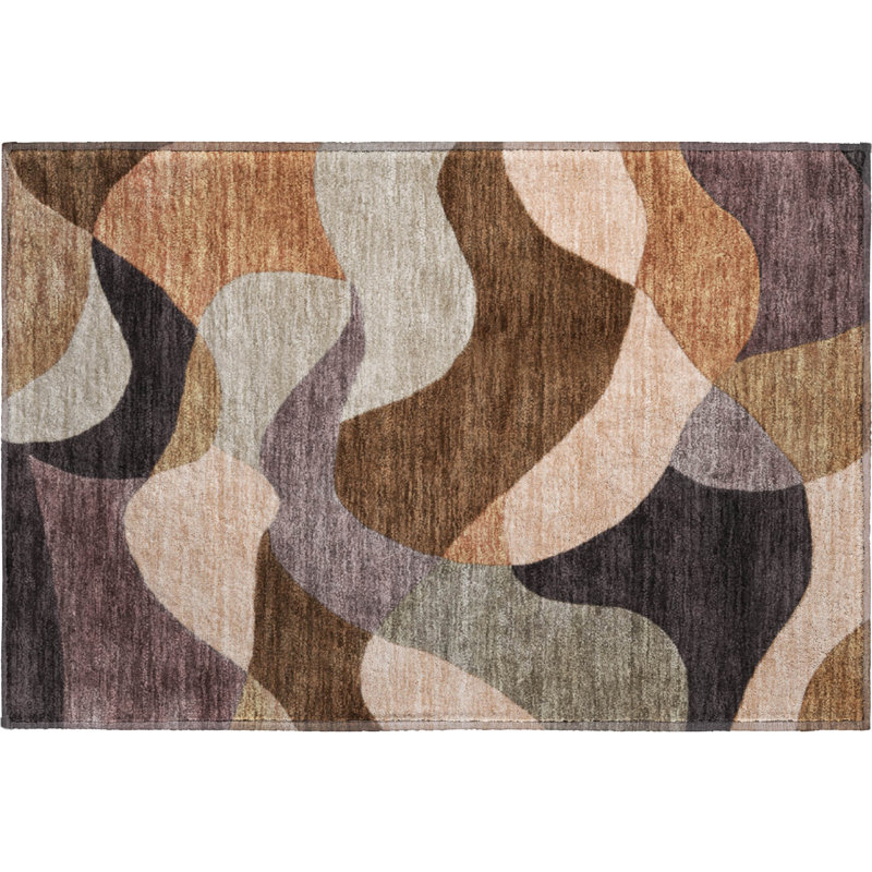 Premium Machine Washable Mayfield AMF2141 abstract Rug, 1'8" x 2'6", Chocolate