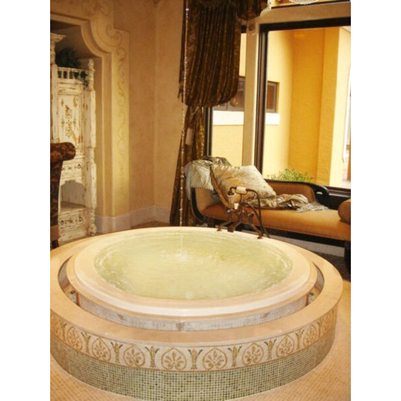 Redondo 60'' L Whirlpool Bathtub, Biscuit, Polished Brass