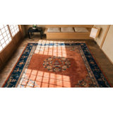 Antique Chinese Art Deco Wool Hand Knotted Pile Medallion Rug