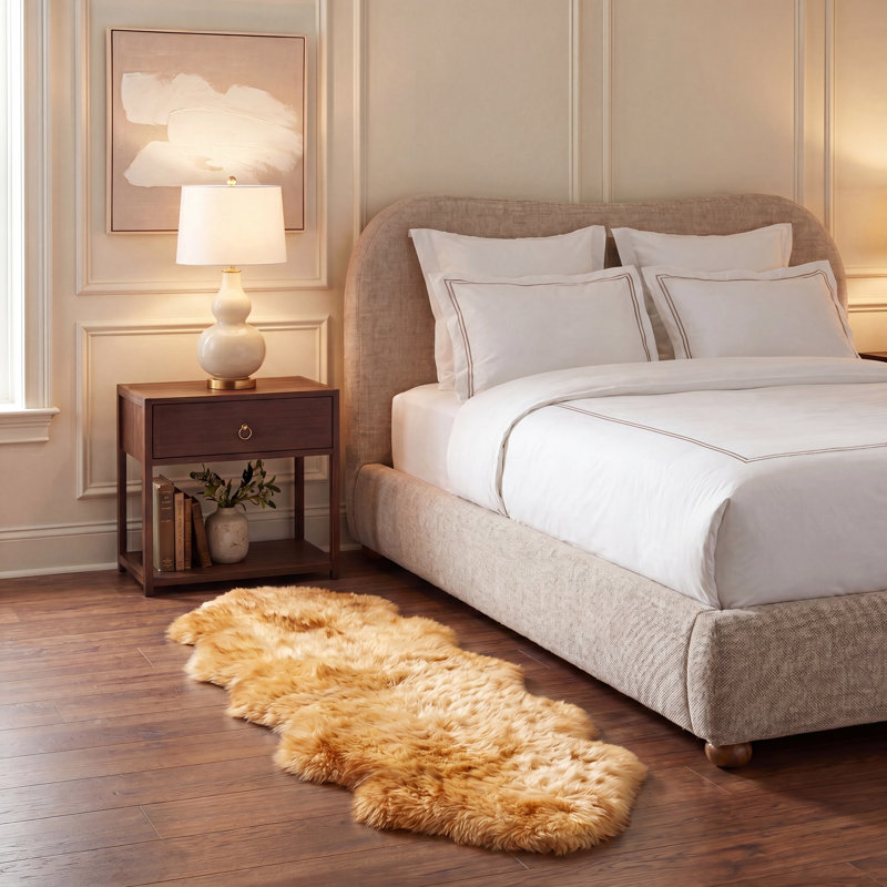 Sheep Skin Natural Sheep Skin Made Within Acid Dying Sheep Skin Solid Color Rug, Runner 2' x 6'