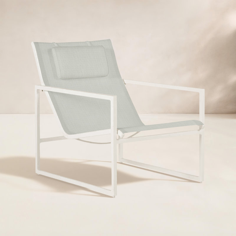 Craie Serenata Sling Easy Lounge, Pas de soudure, Argent Vérone, Craie / toile blanche