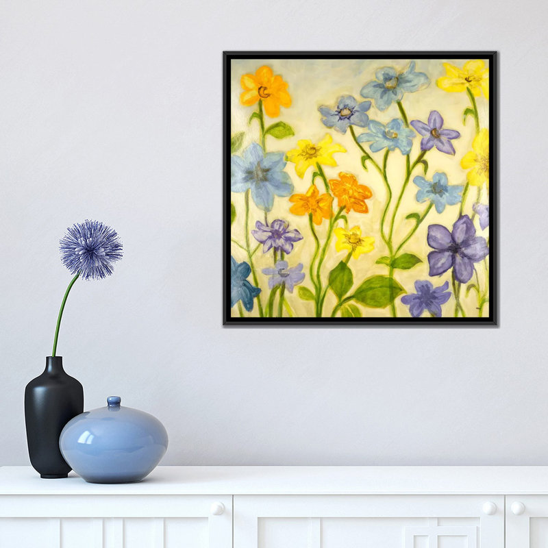 «Bloom I», reproduction sur toile, H 18 po x l 18 po x P 1,5 po, Toile encadrée noire, Pas de tapis