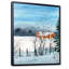 Un paysage d'hiver avec des maisons enneigées - reproduction sur toile-67365002-67365003