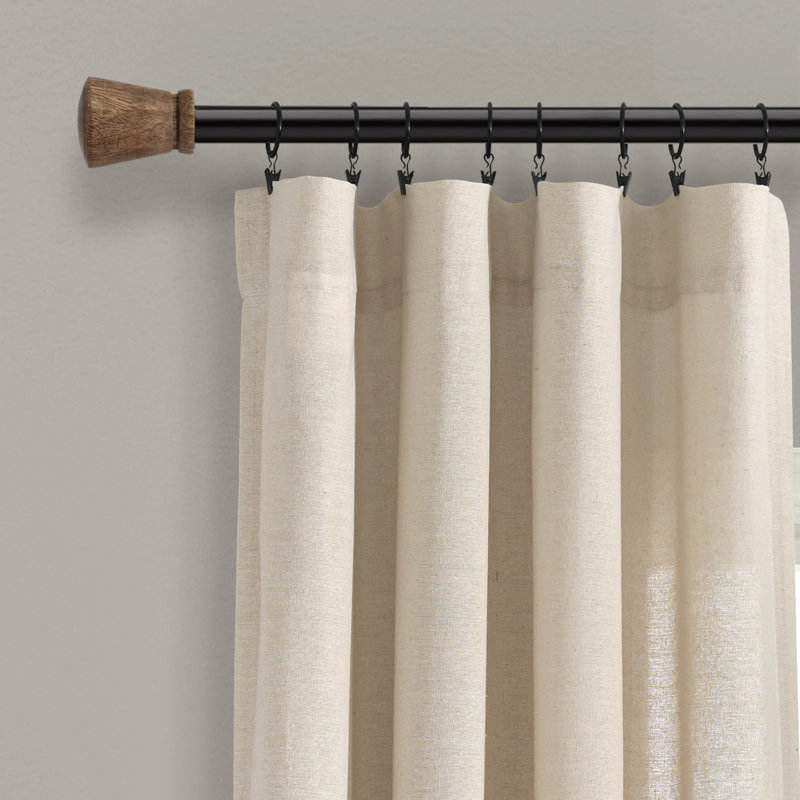Cotton Blend Sheer Curtain Single Panel, Dark Linen