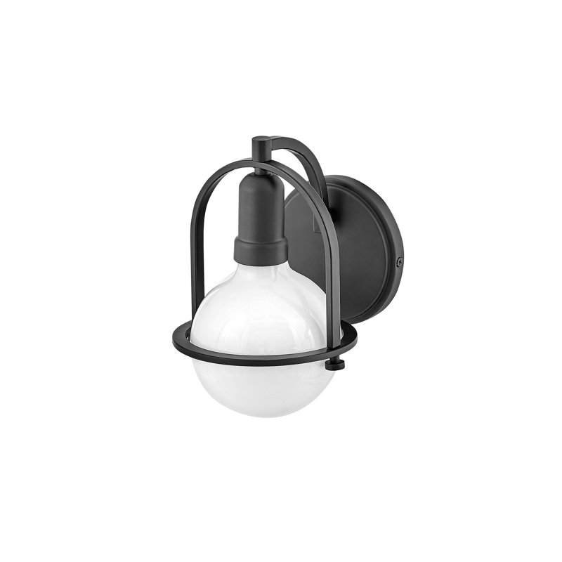 Damiana Bath Vanity Light - G40 Bulb in Photos (not included), Black, 9" H x 6.25" W x 7.5" D, 1 Light