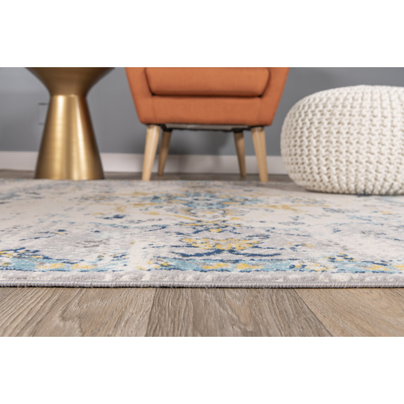 Tapis oriental bleu / beige Beverly, Tapis de couloir 2 pi x 7 pi