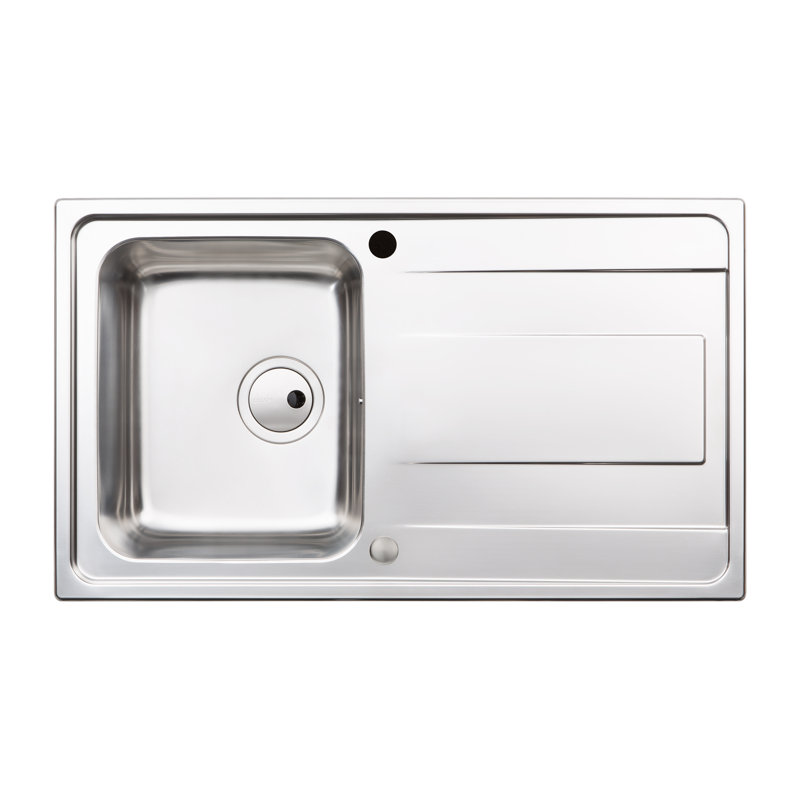 Abode Designs Ixis 500mm W Single Bowl Stainless Steel Drop-In Kitchen Sink with 2 Faucet Holes