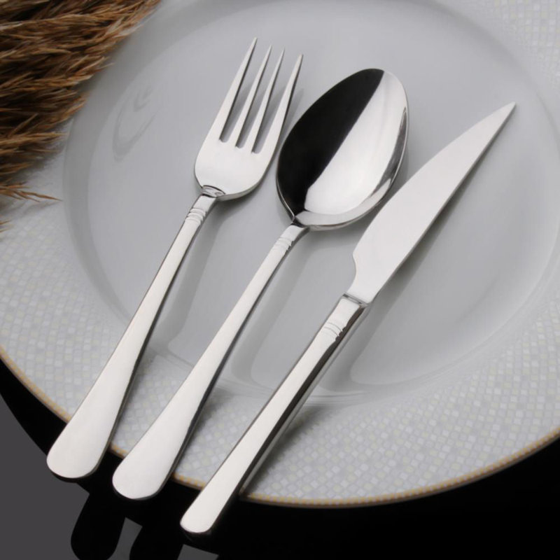 24-Piece Cutlery Set, 100% Stainless Steel, Silver | Includes 6 Table Spoons (8.3 x 1.7 in), 6 Table Forks (8.3 x 1.1 in), 6 Table Knives (8.5 x 0.8 in), 6 Dessert Spoons (6.3 x 1.3 in) | Dishwasher & Microwave Safe, Durable and Elegant Design