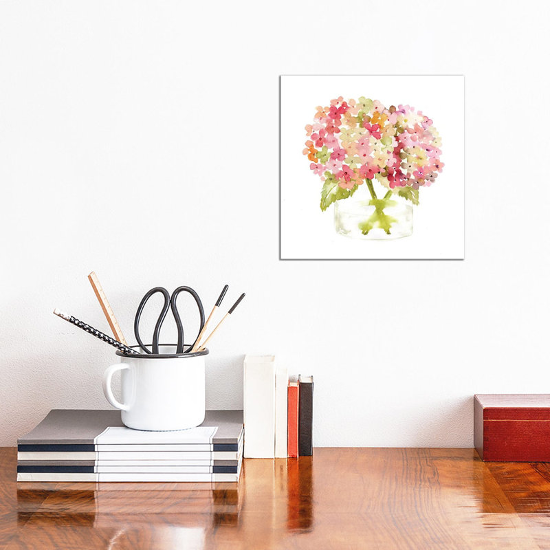 Hydrangea Pink Vase by Sara Berrenson - Gallery-Wrapped Canvas Giclée on Canvas, Wrapped Canvas, 30.48 cm H x 30.48 cm W