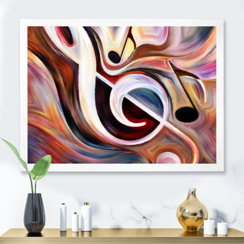 Reproduction de musique sur toile, symbole musical de clé de sol, H 34 po x l 44 po, Cadre photo blanc
