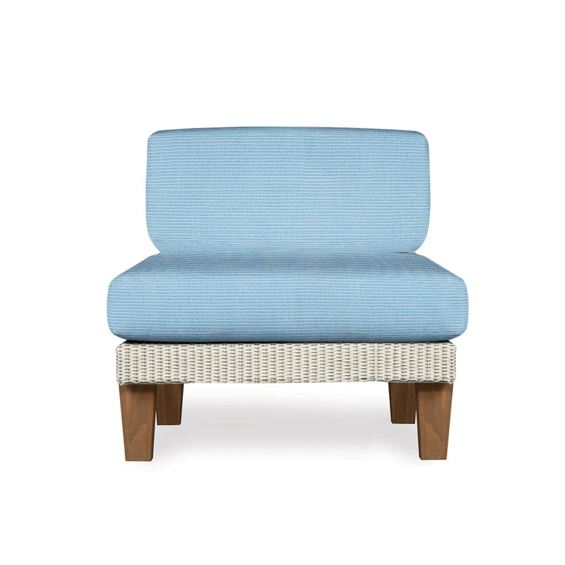 Catalina Outdoor Teak Lounge Chair, Beach Navy, Linen