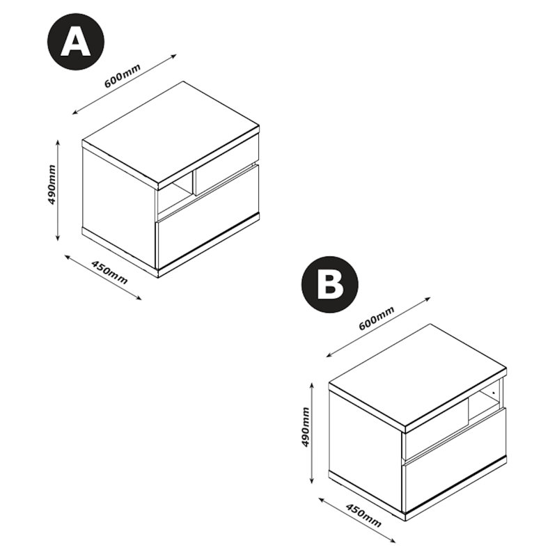 Columbia 2 Drawer Bedside Table