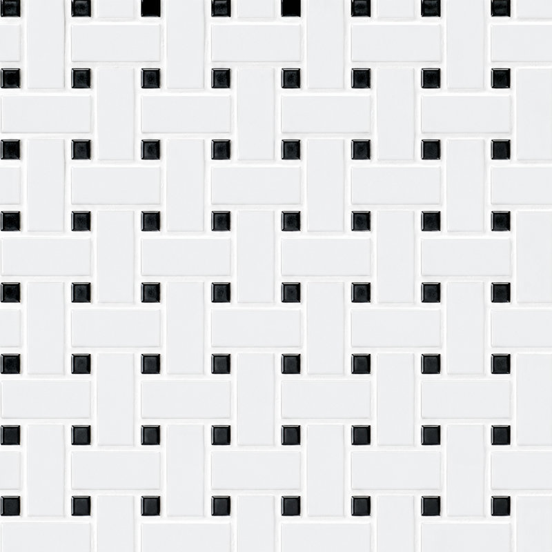 Mosaïques Tuxedo Blanc Tissage en vannerie, Blanc natté