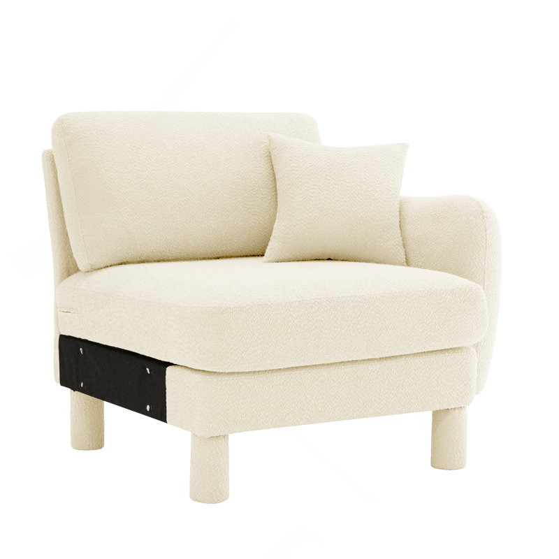 Canapé avec coussin polyester - beige, Beige Boucle