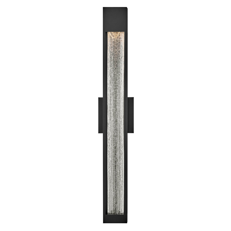 Très grande applique murale d'extérieur moderne 35 po avec verre craquelé Hinkley Vapor, Noir