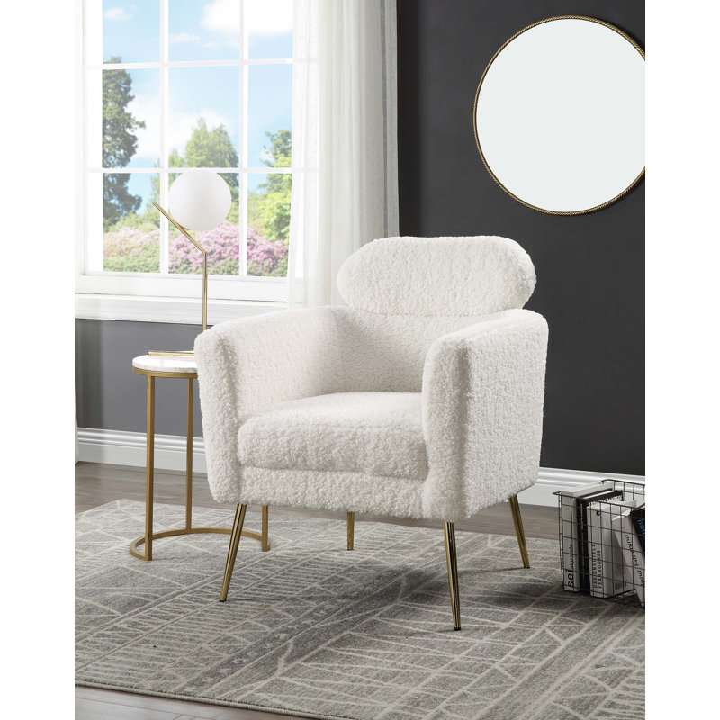 Accent Chair, White Faux Sherpa