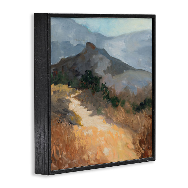Golden Trail Mountain View, estampe numérique, design par Julia Purinton, H 12 po x l 12 po, Giclée encadrée noir minuit