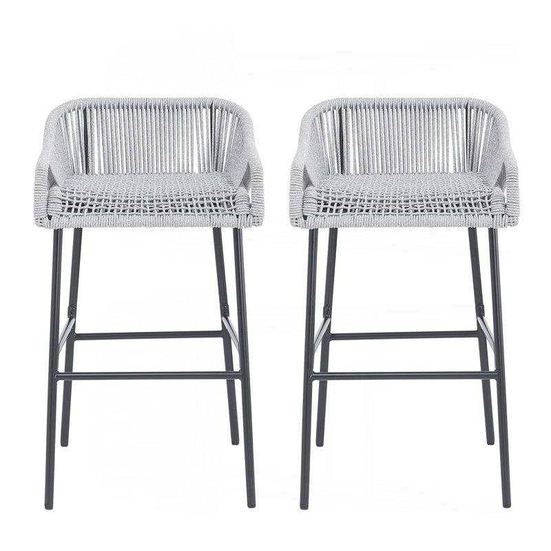 Tabouret de bar d'extérieur gris clair La Push, ensemble de 2, Blanc