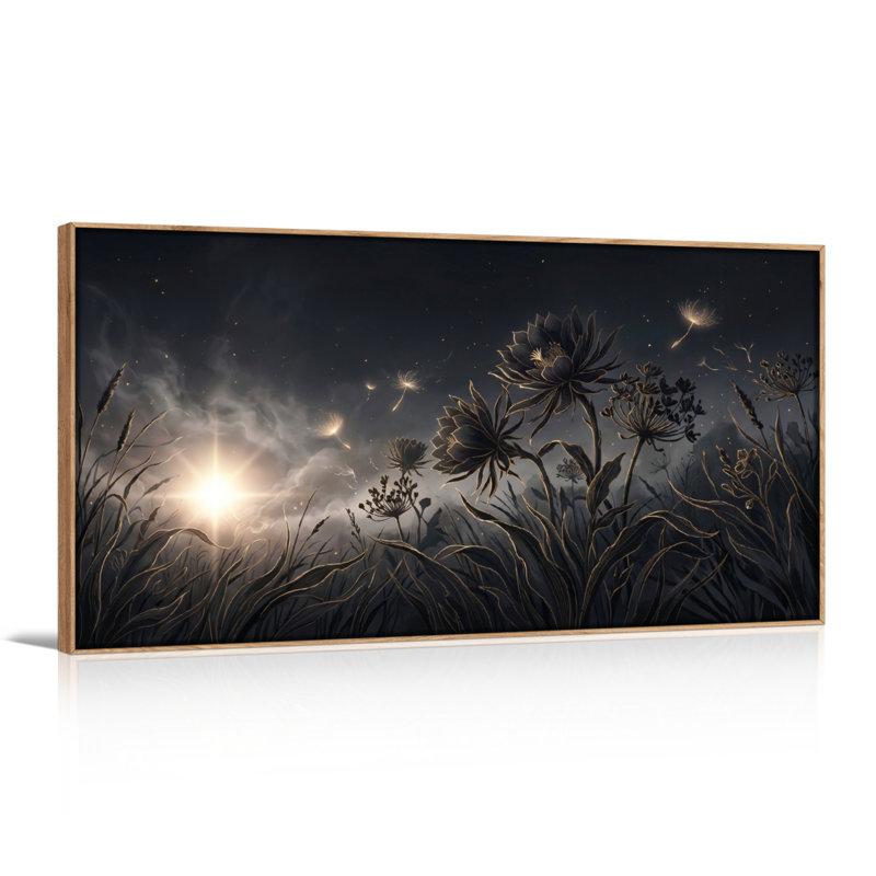 Ensemble de 1 tableau sur toile « Floraison nocturne », L 40 po x H 20 po, Naturel