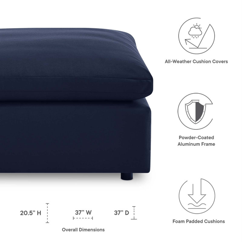 Repose-pieds d'extérieur Commix, Polyester bleu marine