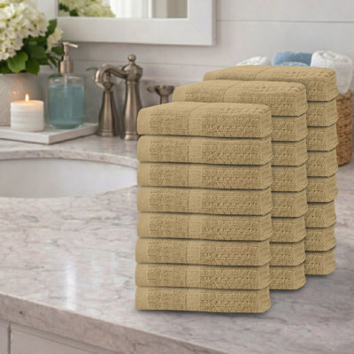 Ensemble de serviettes à main 24 pièces Willow - 100% coton peigné, qualité supérieure 630 g / m², lin, ultra doux et très absorbant (24 serviettes à main)