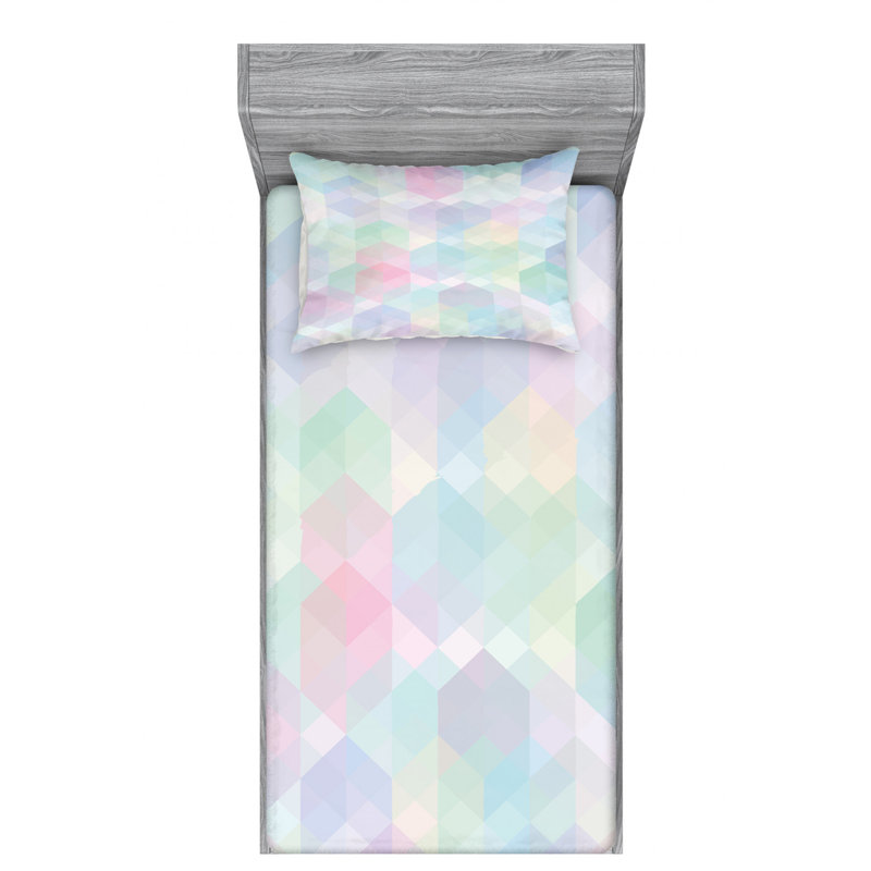 Microfiber Geometric Sheet Set, Twin Sheet Set with Fitted Sheet