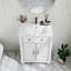 Meuble-lavabo de salle de bain avec lavabo, tiroir rabattable et poignées en métal-264239216