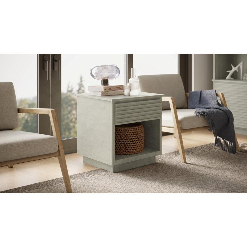 Table de bout Bridgevine Home Stardust 24 po, aucun assemblage requis, finition grès, Beige