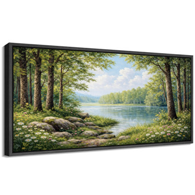 Peaceful Lake Forest Scenic Landscape Nature Wall Decor for Living Room Bedroom Extra Large Pictures Framed Canvas Print Wall Art