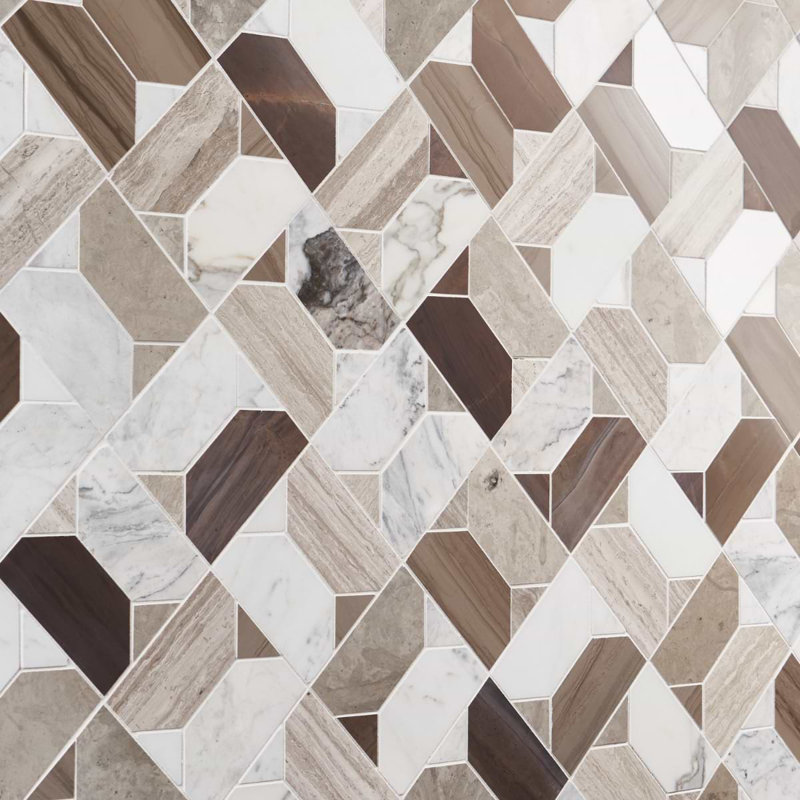 Isobel Tuscany Multicolor Polished Marble Luxury Mosaic Tile, Russet
