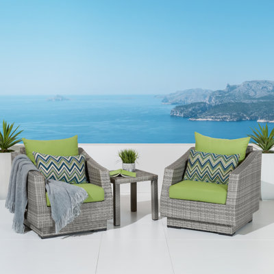 Fionnula 2-Person Patio Seating Set with Sunbrella Cushions