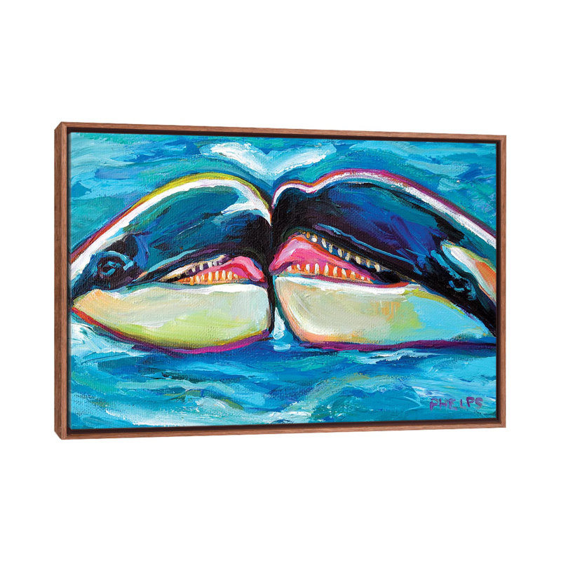 Orques par Robert Phelps - reproduction d'art, H 18 po x l 26 po x P 1,5 po, Toile avec cadre en bois brun, Pas de tapis