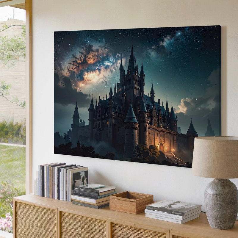 Impression sur toile, château galactique gothique, H 9 po x l 12 po