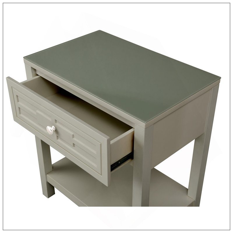 Table de chevet 23 po avec plateau et tiroir en bois, Taupe